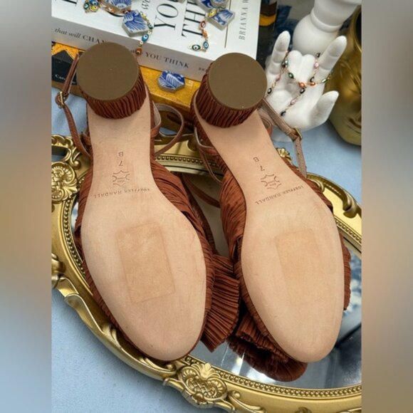 🆕 LOEFFLER RANDALL 🧿 NWOT Dahlia Terracotta Pleated Bow Mid Heel, Sz 7 - Picture 14 of 15